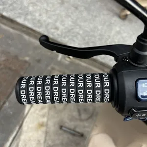 Silicone motorcycle handlebar grips detail view, anti-slip rubber grip cover for electric bikes.