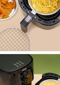 Round aluminum foil air fryer disposable paper liner baking tray oil-proof detail view