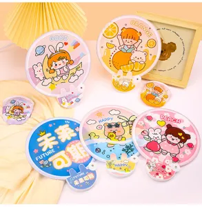 Cute cartoon folding hand fan portable mini reflective cloth fan for students daily use