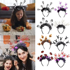 Halloween headband spooky skeleton pumpkin tinsel hair hoop kids party costume cosplay hair accessories
