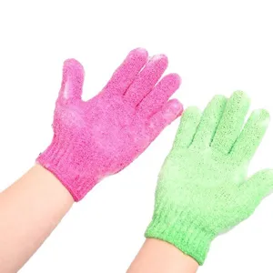 Gants de bain exfoliants à cinq doigts pour le gommage corporel, gants de douche confortables.