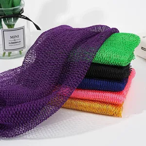 Bunter afrikanischer Netz-Badeschwamm langer Peeling-Körperwäscher Nylon-Duschhandtuch für Dusche