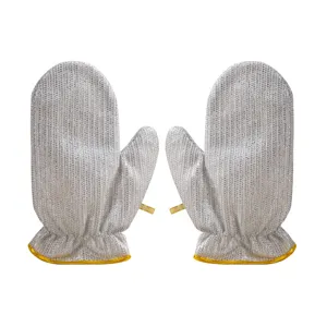 Gants de nettoyage argentés pour la cuisine, gants de vaisselle en fil métallique durables.