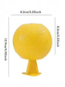 Boule piège à mouches des fruits jaune avec support, sphère autocollante pour jardin.