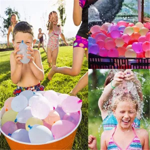 Outdoor quick fill water balloons for summer water fight games, magic self-sealing toy sets.