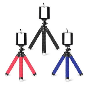 Trépied de téléphone pieuvre flexible et polyvalent avec support pour smartphone et caméra.