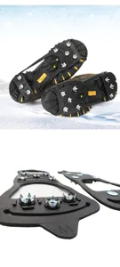 Detailaufnahme von Outdoor-Eisspikes mit robusten Metallstiften und flexiblem Gummirahmen.