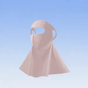 Masque facial de protection solaire en soie glacée avec cou respirant anti UV détail pièce