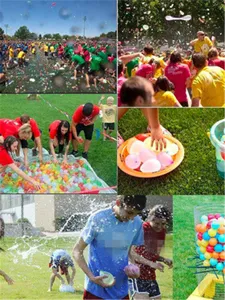 Outdoor water balloons set for summer party fun, quick fill water balloon toys for kids battle.
