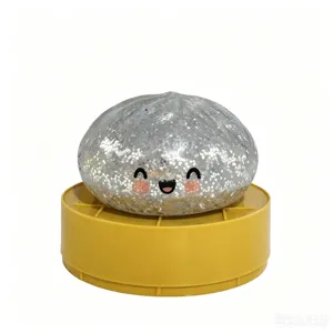 Joli jouet anti-stress baozi scintillant argenté visage mignon affichage principal vue
