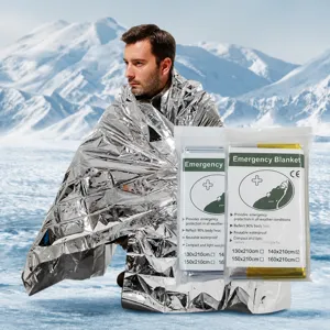 Couverture Thermique de Survie d'Urgence Extérieure Portable Mylar Imperméable Coup-Vent Secours Camping Randonnée