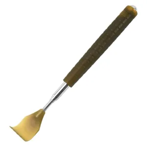 Telescopic back scratcher with horn claw, adjustable metal rod and comfortable handle for daily use.