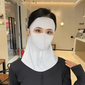 Masque de Protection Solaire Visage Complet Femme Protection UV Soie Glacée Respirant Cagoule Couverture de Cou Sport