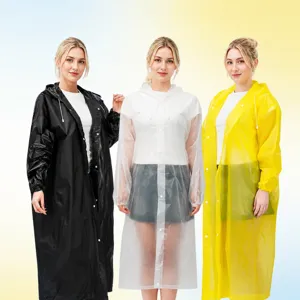 Impermeabile lungo in EVA per adulti con cappuccio, poncho elegante per attività all'aperto.