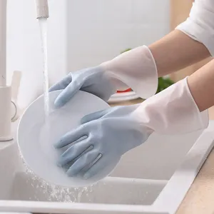 Gants de vaisselle menagers impermeables degrade pour nettoyage cuisine, confortables.