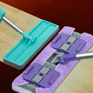Household flat mop with 35cm large mop head for wet and dry floor cleaning and window wiping.