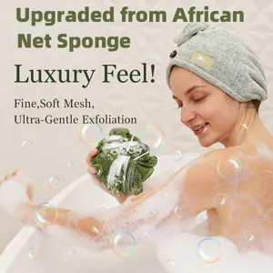 Esponja de ducha de red de nylon africana mejorada para exfoliación suave y espuma.