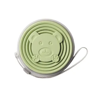 Gobelet pliable en silicone portable pour voyage, tasse rétractable avec couvercle ours mignon.