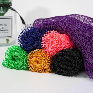 Asciugamano da bagno esfoliante in rete colorata striscia lunga scrubber per doccia quotidiana