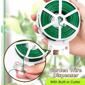 Lien de Jardin Vert Fil de Support pour Plante Fil de Fer Souple Revêtu de Plastique Avec Coupe-Fil pour Plantes Grimpantes Vignes Fleurs
