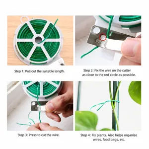 Fil d'attache de jardin avec outil de coupe pour plantes grimpantes fleurs et organisation.