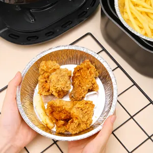 Disposable Aluminum Foil Air Fryer Pan Round Thickened Oil Proof Baking Tray Heat Resistant Oven BBQ Tray