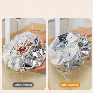 Disposable aluminum foil food cover for bowls and dishes, household waterproof wrap.