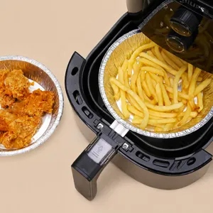 Disposable aluminum foil paper bowls for air fryer, thick oil-proof baking trays, 50pcs.