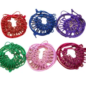 Portable travel clothesline with clips elastic outdoor indoor laundry drying rope set 6pcs