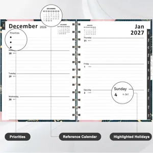 A5 spiral weekly planner notebook 2026 2027 calendar appointment book scheduled agenda pad