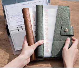 Premium leather bank deposit folder certificate organizer for ticket stub savings receipt storage.