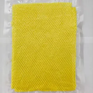 Éponge de douche en maille jaune, lanière exfoliante africaine sous vide.