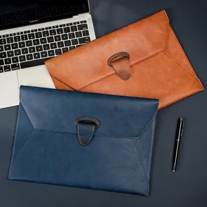 PU leather A4 document folder waterproof business envelope storage bag for office contracts.