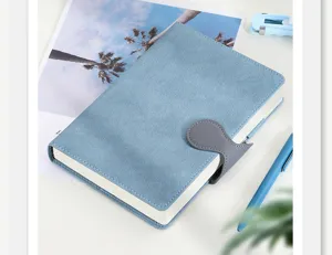 Blue leather notebook journal with magnetic buckle for office school daily planning records details