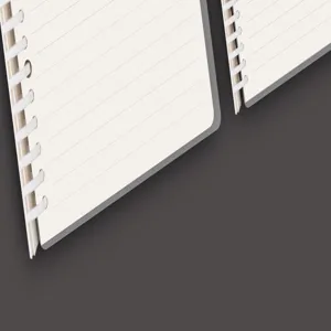 A5 minimalistisches loses Blatt Raster Notizbuch mit weissen Ringeln und Linien.