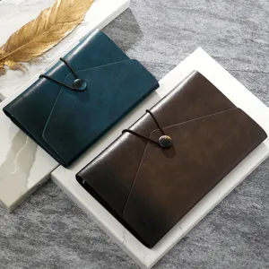 A7 Vintage PU Leather Loose Leaf Notebook Retro Travel Journal Diary Business Planner With Elastic Band And Metal Button