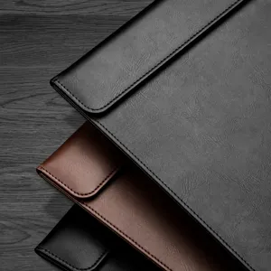 Premium PU leather conference folder and writing pad, elegant business contract clipboard.