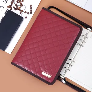 A5 Multi-Function Zipper Loose Leaf Notebook Business Office Journal PU Leather Diary With Calculator And Card Slots