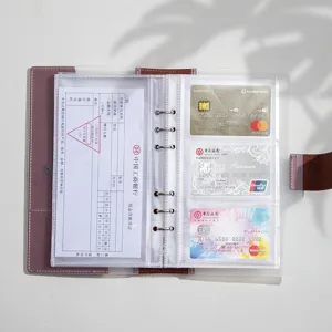 Leather certificate folder organizer custom receipt holder multi-pocket loose-leaf binder for bills