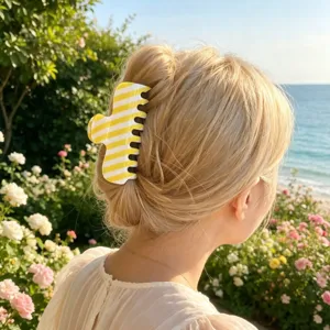 Gestreepte haarclip voor vrouwen, grote acryl snoepkleur haarklem haarmode accessoire voor kapsels