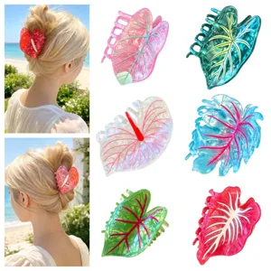 PVC Simulation Blatt Haarklammer Ästhetische Pflanze Haifischclip Süße Haarschmuck Für Damen Tägliches Styling