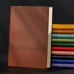 Vintage Meander Embossed PU Leather Business Notebook Thickened Journal Office Work Note Taking Notepad Stationery