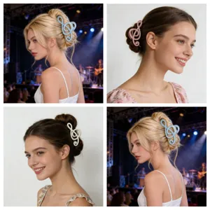 Pince à Cheveux Note de Musique Créative Grande Pince Requin en Résine Accessoires de Cheveux Mignons et Doux Pour Femmes Filles Quotidien Festival de Musique