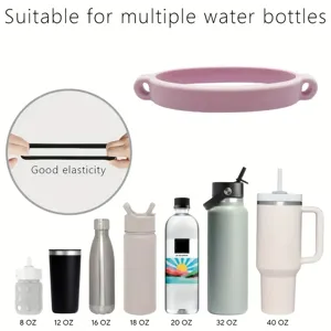 Housse en silicone pour gourde et bouteille d'eau détail de compatibilité pour différentes tailles.