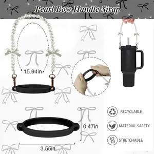 Bracelet poignée nœud de perle et housse silicone fond pour gobelets 40oz accessoires.