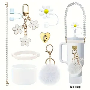 Kit d'accessoires pour tasse Stanley avec lanière de perles, charms et protection silicone.