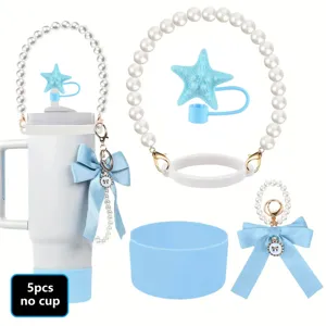 Kit d'accessoires pour gobelet Stanley avec sangle de perles, paille étoile et botte en silicone.