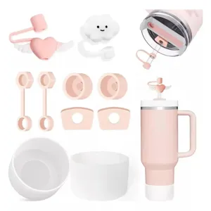 Set Accessori per Tazza d'Acqua in Silicone Coperture per Cannucce Tappi Antiperdita Custodia Protettiva per Fondo