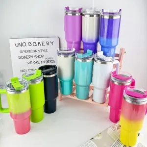Stainless Steel Insulated Travel Tumbler Car Mug With Handle And Straw Lid Large Capacity Portable Water Bottle