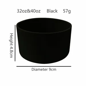Silicone water bottle boot detail view, black protective sleeve, 9cm diameter size.